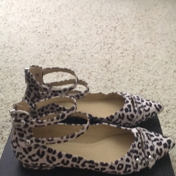 Marc Fisher Leopard Ankle Strap Flats - Picture 2 of 4